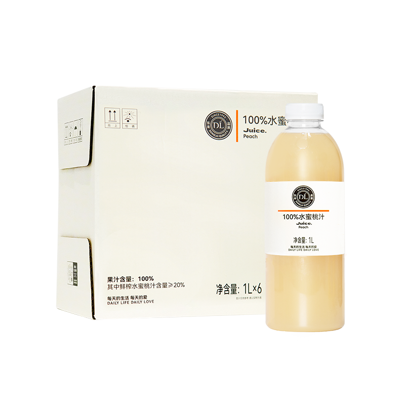 DL系列丨胖东来100％水蜜桃汁1L*6瓶