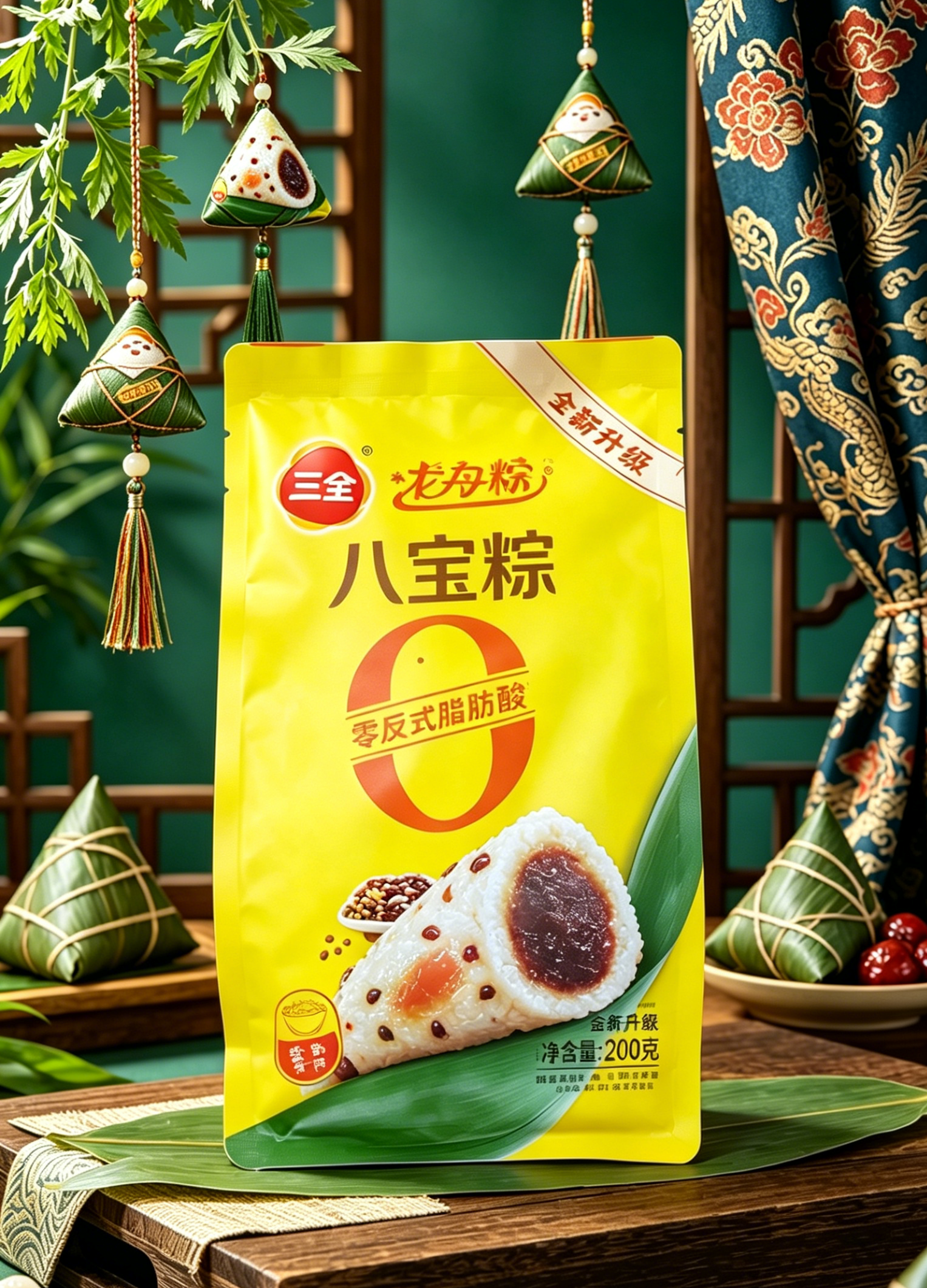 端午好礼丨三全龙舟粽金丝蜜枣味/双豆沙味八宝粽200g/袋